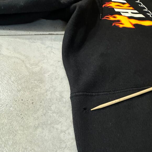 Thrasher Magazine Skater Flame Logo Black Pullover Hoodie Mens Size Medium - Picture 5 of 6